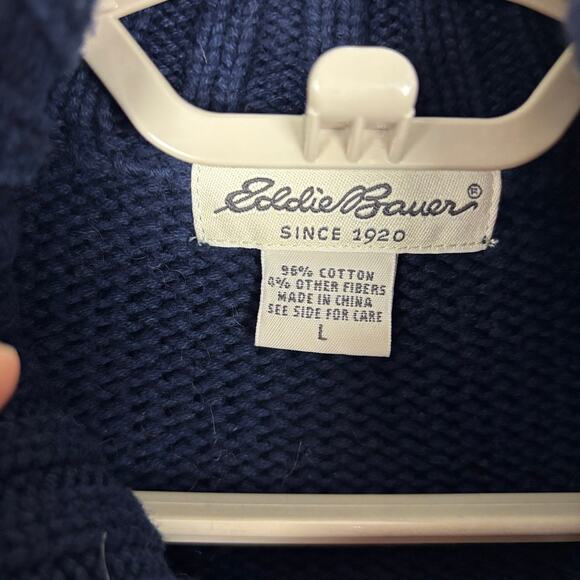 Eddie Bauer Full Zip Cardigan Sweater Large fair isle nordic holiday reindeer - Picture 7 of 8